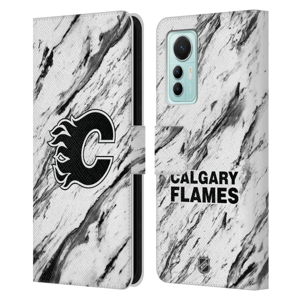NHL Calgary Flames Marble Leather Book Wallet Case Cover For Xiaomi 12 Lite
