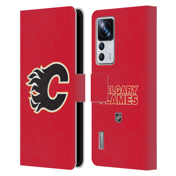 NHL Calgary Flames Plain Leather Book Wallet Case Cover For Xiaomi 12T Pro