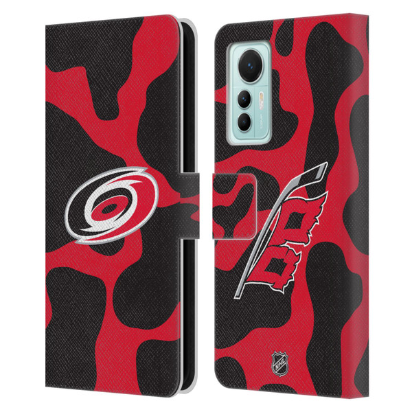 NHL Carolina Hurricanes Cow Pattern Leather Book Wallet Case Cover For Xiaomi 12 Lite