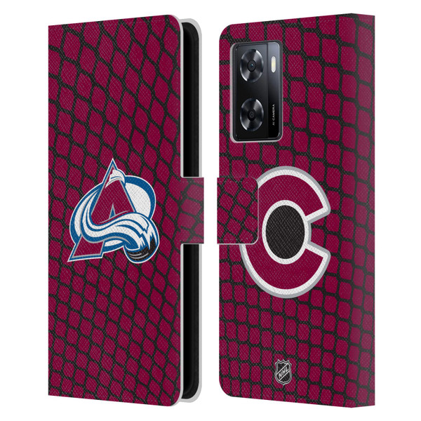 NHL Colorado Avalanche Net Pattern Leather Book Wallet Case Cover For OPPO A57s
