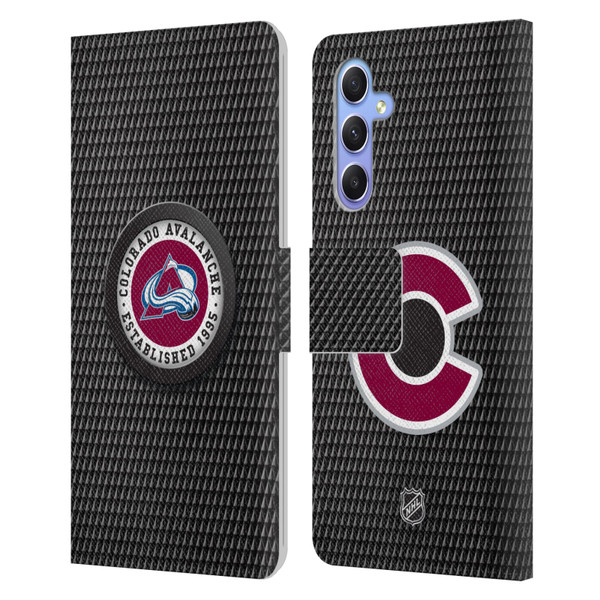 NHL Colorado Avalanche Puck Texture Leather Book Wallet Case Cover For Samsung Galaxy A34 5G