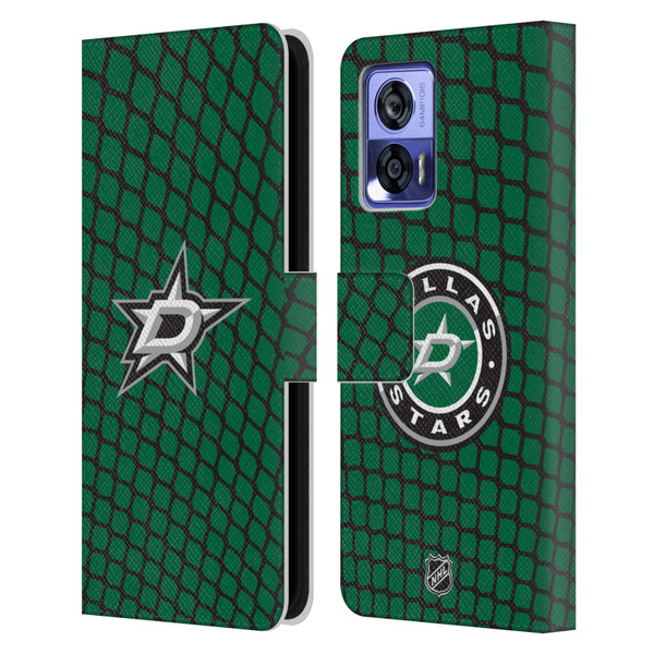 NHL Dallas Stars Net Pattern Leather Book Wallet Case Cover For Motorola Edge 30 Neo 5G
