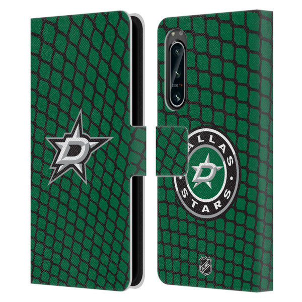 NHL Dallas Stars Net Pattern Leather Book Wallet Case Cover For Sony Xperia 5 IV