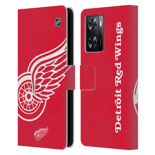 NHL Detroit Red Wings Oversized Leather Book Wallet Case Cover For OPPO A57s