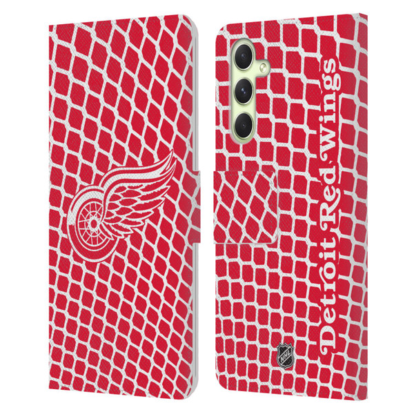 NHL Detroit Red Wings Net Pattern Leather Book Wallet Case Cover For Samsung Galaxy A54 5G