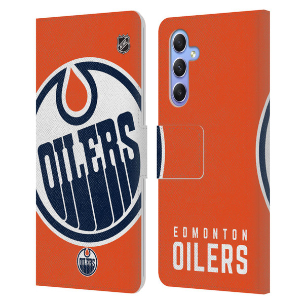 NHL Edmonton Oilers Oversized Leather Book Wallet Case Cover For Samsung Galaxy A34 5G