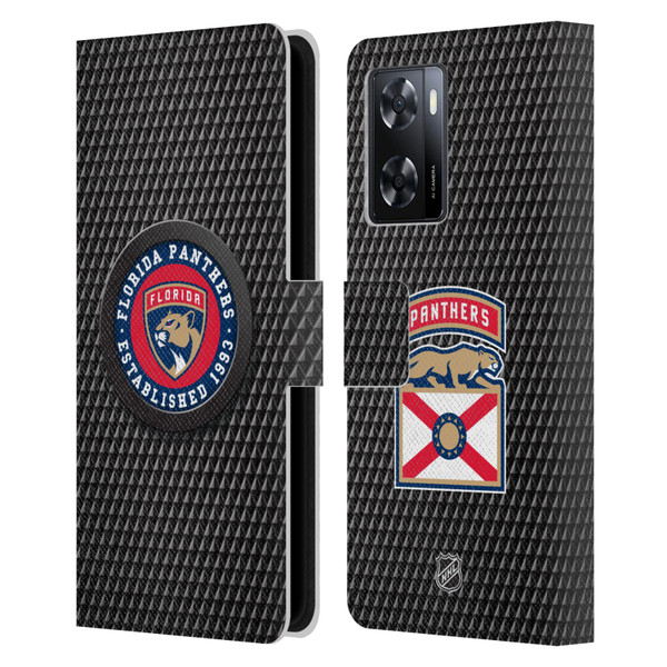 NHL Florida Panthers Puck Texture Leather Book Wallet Case Cover For OPPO A57s