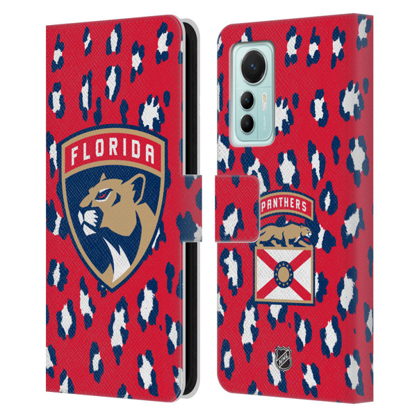 NHL Florida Panthers Leopard Patten Leather Book Wallet Case Cover For Xiaomi 12 Lite