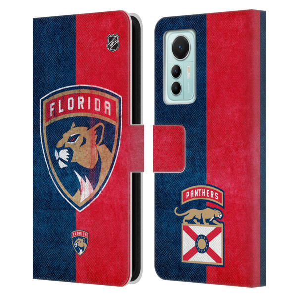 NHL Florida Panthers Half Distressed Leather Book Wallet Case Cover For Xiaomi 12 Lite