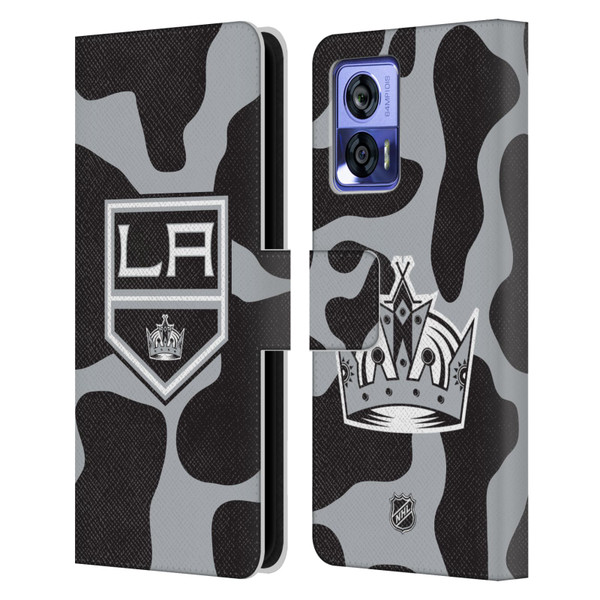 NHL Los Angeles Kings Cow Pattern Leather Book Wallet Case Cover For Motorola Edge 30 Neo 5G