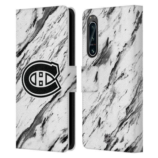 NHL Montreal Canadiens Marble Leather Book Wallet Case Cover For Sony Xperia 5 IV