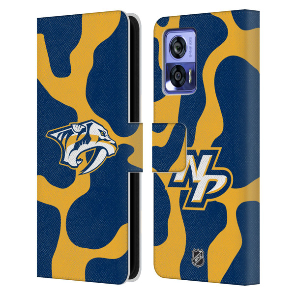 NHL Nashville Predators Cow Pattern Leather Book Wallet Case Cover For Motorola Edge 30 Neo 5G