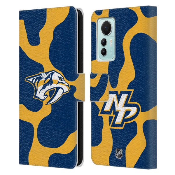 NHL Nashville Predators Cow Pattern Leather Book Wallet Case Cover For Xiaomi 12 Lite
