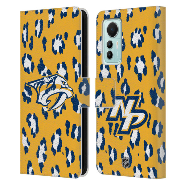 NHL Nashville Predators Leopard Patten Leather Book Wallet Case Cover For Xiaomi 12 Lite