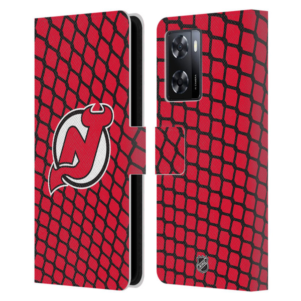 NHL New Jersey Devils Net Pattern Leather Book Wallet Case Cover For OPPO A57s