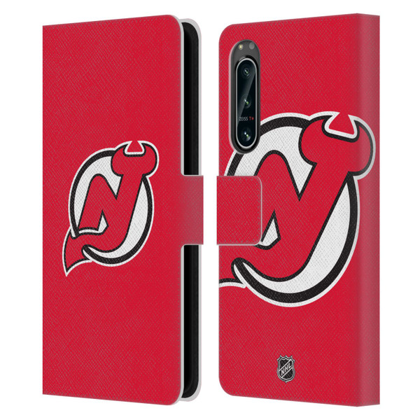 NHL New Jersey Devils Plain Leather Book Wallet Case Cover For Sony Xperia 5 IV
