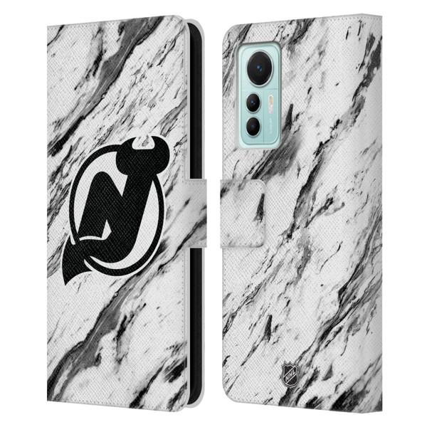 NHL New Jersey Devils Marble Leather Book Wallet Case Cover For Xiaomi 12 Lite