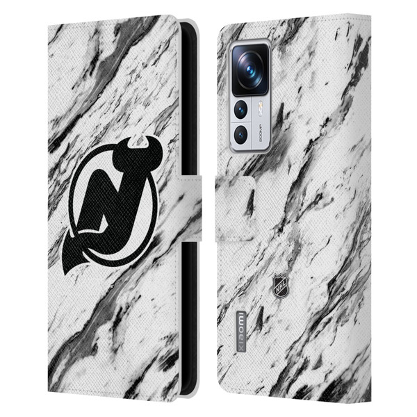 NHL New Jersey Devils Marble Leather Book Wallet Case Cover For Xiaomi 12T Pro