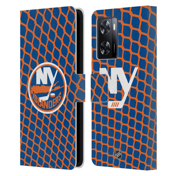 NHL New York Islanders Net Pattern Leather Book Wallet Case Cover For OPPO A57s