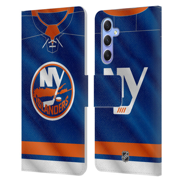 NHL New York Islanders Jersey Leather Book Wallet Case Cover For Samsung Galaxy A34 5G