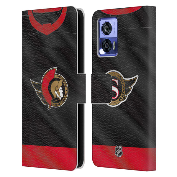 NHL Ottawa Senators Jersey Leather Book Wallet Case Cover For Motorola Edge 30 Neo 5G