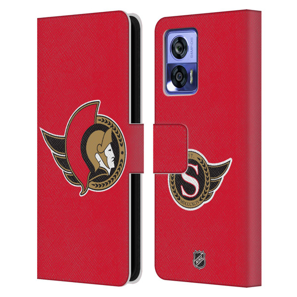 NHL Ottawa Senators Plain Leather Book Wallet Case Cover For Motorola Edge 30 Neo 5G