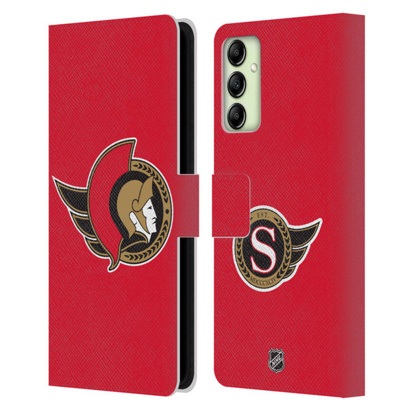 NHL Ottawa Senators Plain Leather Book Wallet Case Cover For Samsung Galaxy A14 5G