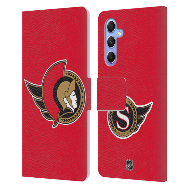 NHL Ottawa Senators Plain Leather Book Wallet Case Cover For Samsung Galaxy A34 5G