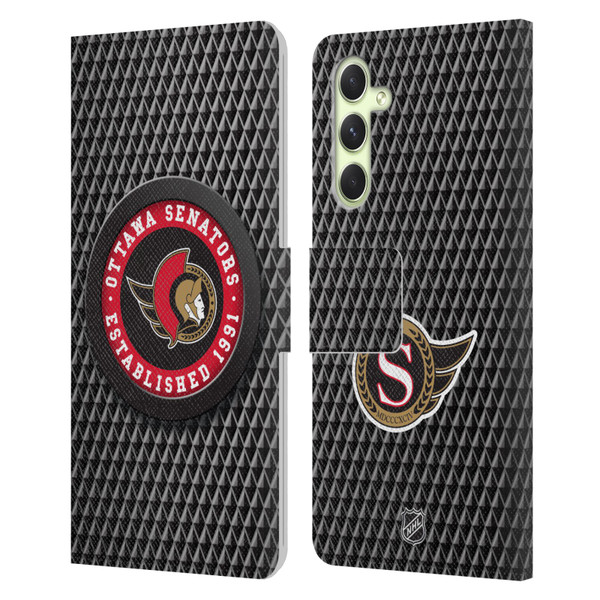NHL Ottawa Senators Puck Texture Leather Book Wallet Case Cover For Samsung Galaxy A54 5G