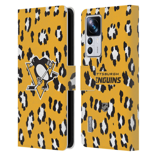NHL Pittsburgh Penguins Leopard Patten Leather Book Wallet Case Cover For Xiaomi 12T Pro