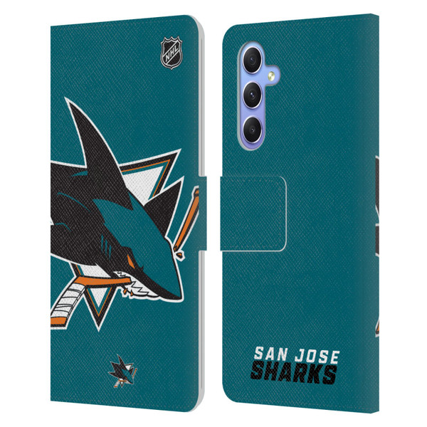 NHL San Jose Sharks Oversized Leather Book Wallet Case Cover For Samsung Galaxy A34 5G