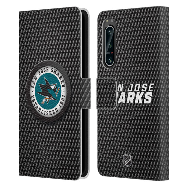 NHL San Jose Sharks Puck Texture Leather Book Wallet Case Cover For Sony Xperia 5 IV