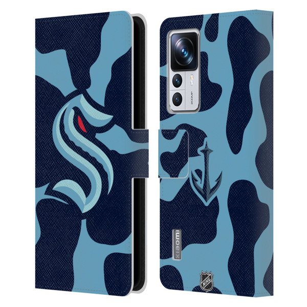 NHL Seattle Kraken Cow Pattern Leather Book Wallet Case Cover For Xiaomi 12T Pro