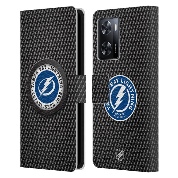 NHL Tampa Bay Lightning Puck Texture Leather Book Wallet Case Cover For OPPO A57s