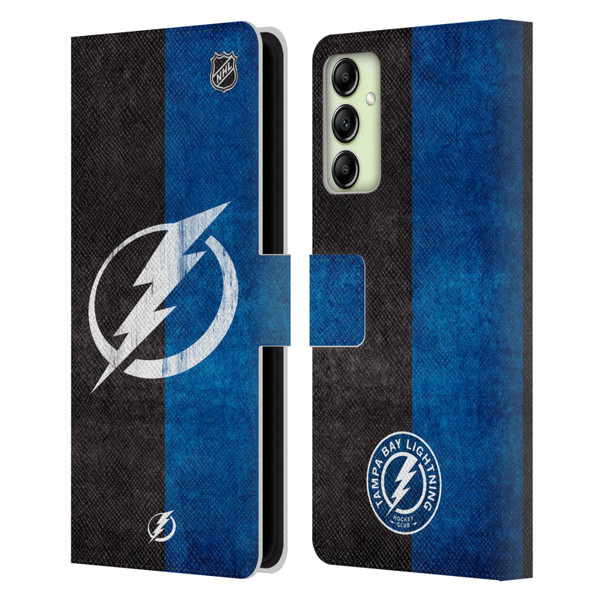 NHL Tampa Bay Lightning Half Distressed Leather Book Wallet Case Cover For Samsung Galaxy A14 5G
