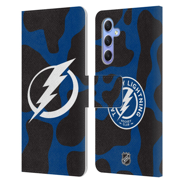 NHL Tampa Bay Lightning Cow Pattern Leather Book Wallet Case Cover For Samsung Galaxy A34 5G