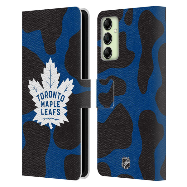 NHL Toronto Maple Leafs Cow Pattern Leather Book Wallet Case Cover For Samsung Galaxy A14 5G