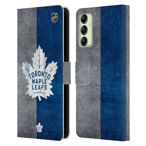 NHL Toronto Maple Leafs Half Distressed Leather Book Wallet Case Cover For Samsung Galaxy A14 5G