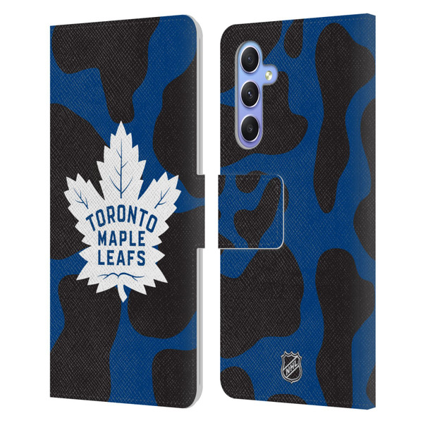 NHL Toronto Maple Leafs Cow Pattern Leather Book Wallet Case Cover For Samsung Galaxy A34 5G