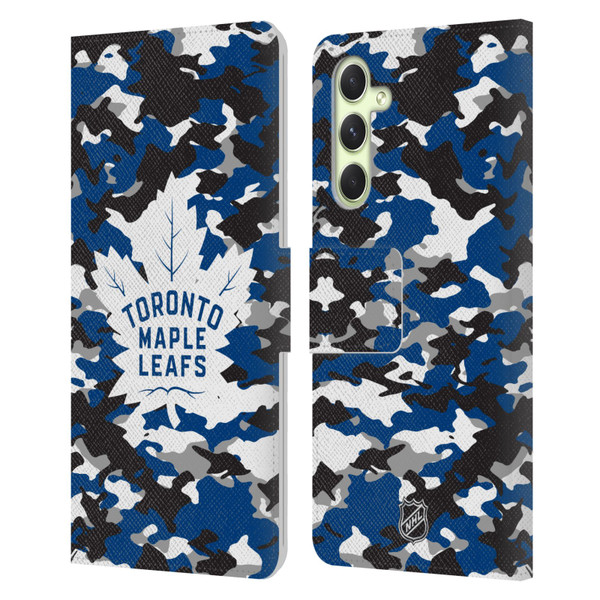 NHL Toronto Maple Leafs Camouflage Leather Book Wallet Case Cover For Samsung Galaxy A54 5G