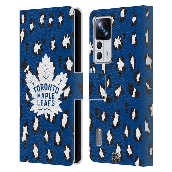 NHL Toronto Maple Leafs Leopard Patten Leather Book Wallet Case Cover For Xiaomi 12T Pro