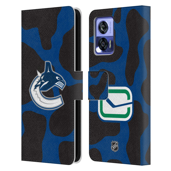 NHL Vancouver Canucks Cow Pattern Leather Book Wallet Case Cover For Motorola Edge 30 Neo 5G