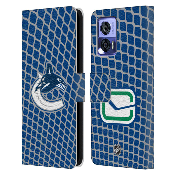 NHL Vancouver Canucks Net Pattern Leather Book Wallet Case Cover For Motorola Edge 30 Neo 5G