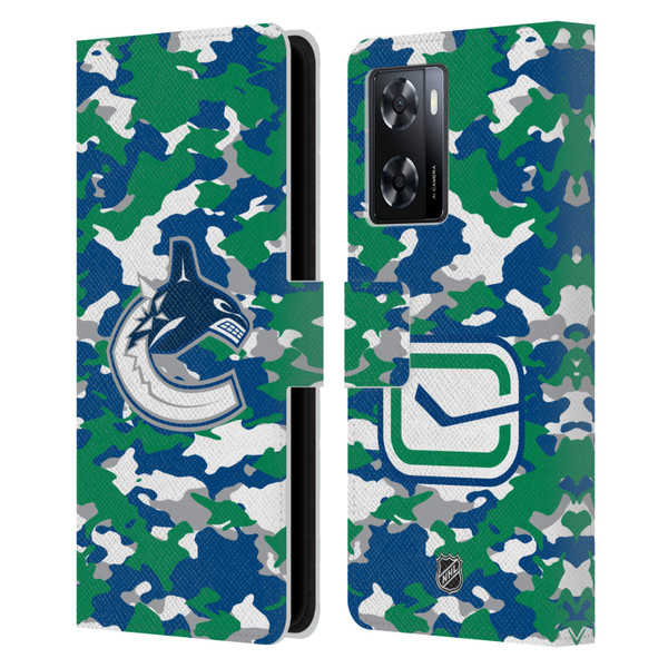 NHL Vancouver Canucks Camouflage Leather Book Wallet Case Cover For OPPO A57s