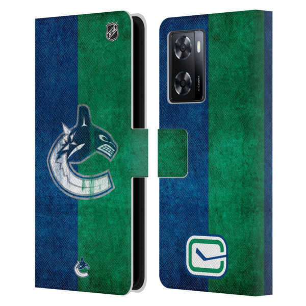 NHL Vancouver Canucks Half Distressed Leather Book Wallet Case Cover For OPPO A57s