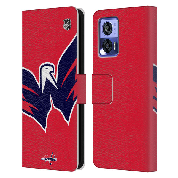 NHL Washington Capitals Oversized Leather Book Wallet Case Cover For Motorola Edge 30 Neo 5G