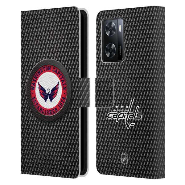 NHL Washington Capitals Puck Texture Leather Book Wallet Case Cover For OPPO A57s