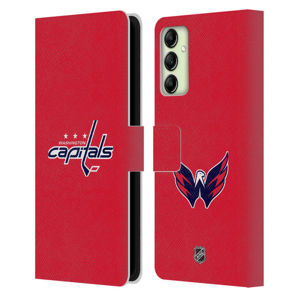 NHL Washington Capitals Plain Leather Book Wallet Case Cover For Samsung Galaxy A14 5G