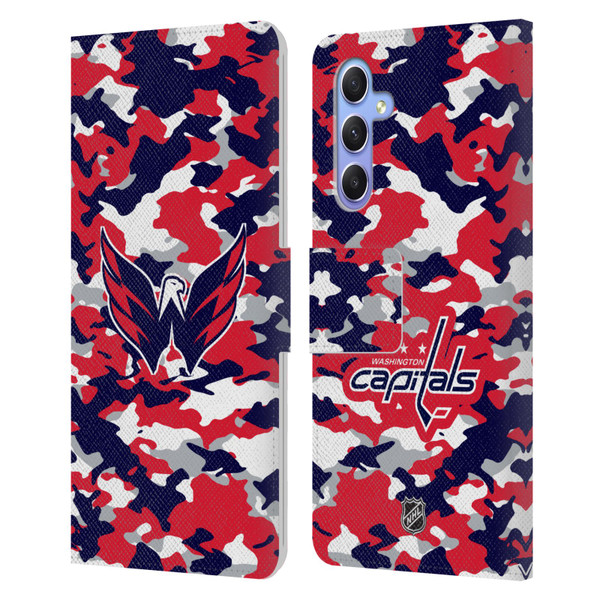 NHL Washington Capitals Camouflage Leather Book Wallet Case Cover For Samsung Galaxy A34 5G