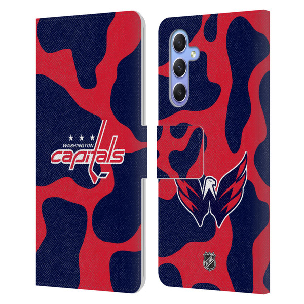 NHL Washington Capitals Cow Pattern Leather Book Wallet Case Cover For Samsung Galaxy A34 5G